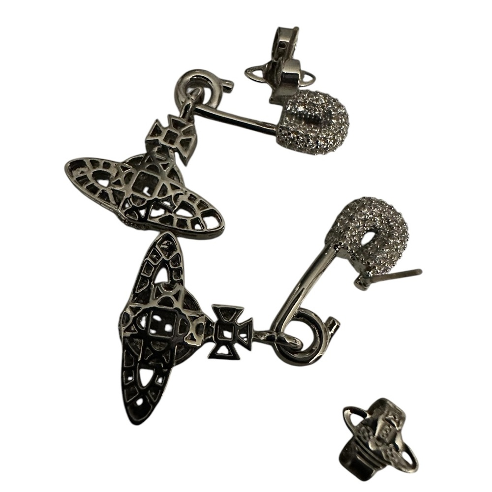Vivienne Westwood Set Lucrece Pendant Necklace & Earrings NIB Silver tone - Picture 6 of 14